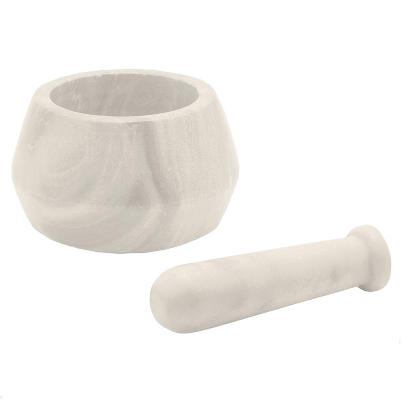Moira Modern Classic White Marble Mortar and Pestle