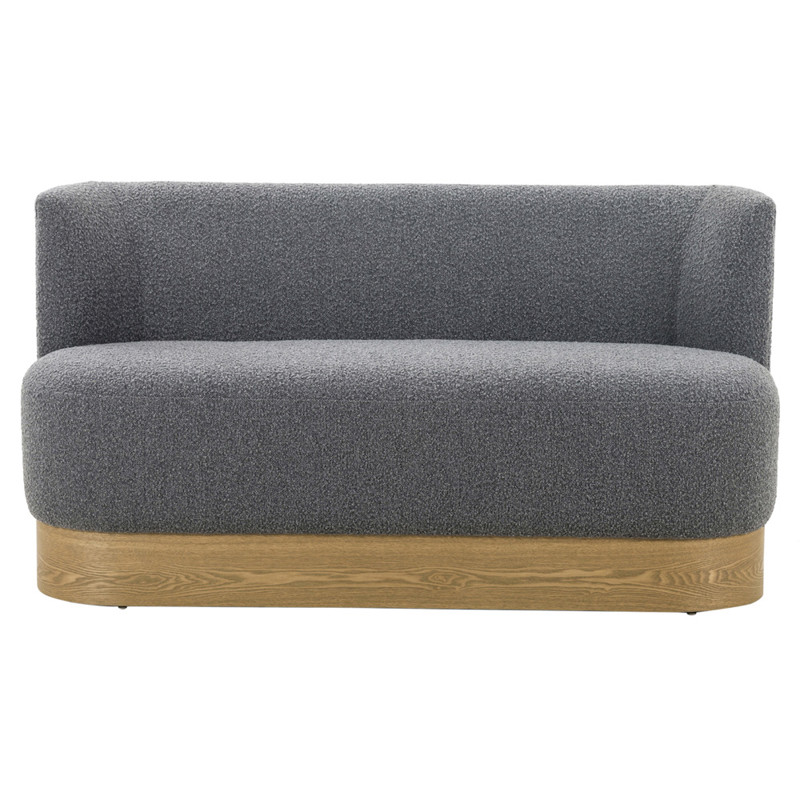 Krish French Country Grey Performance Boucle Brown Wood Dining Bench