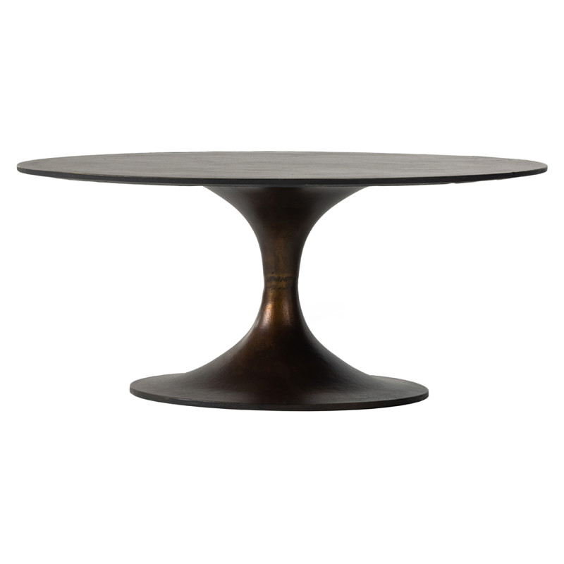 Mona French Country Brown Aluminum Round Pedestal Coffee Table