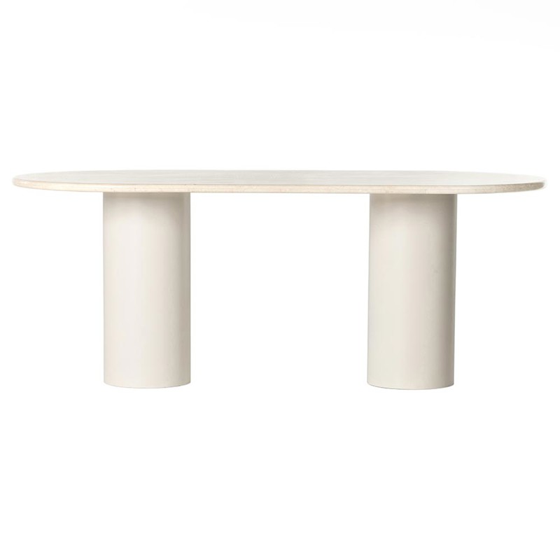 Gary Modern Classic Cream Solid Marble Oval Dining Table - 78''W by Four Hands