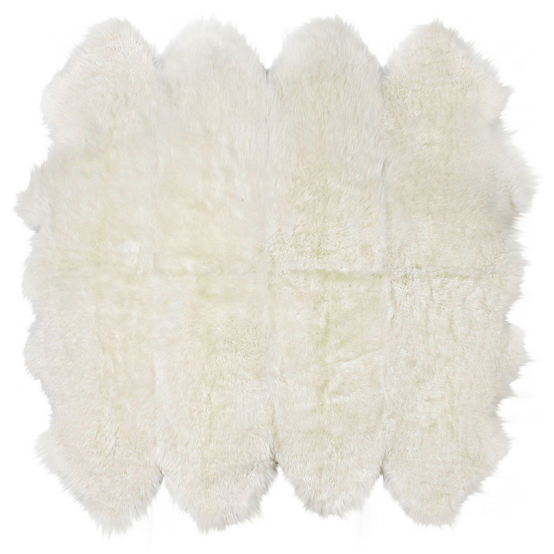 Veruca Modern Ivory Sheepskin 8 Pelt Fur Rug - 6'x7'