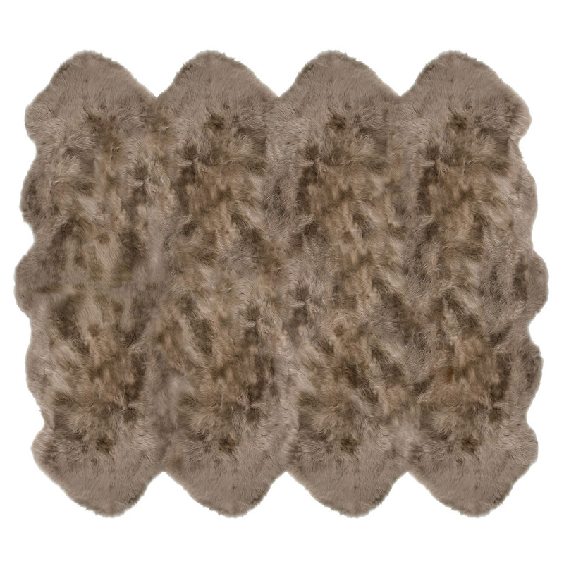 Veruca Modern Taupe Sheepskin 8 Pelt Fur Rug - 6'x7'