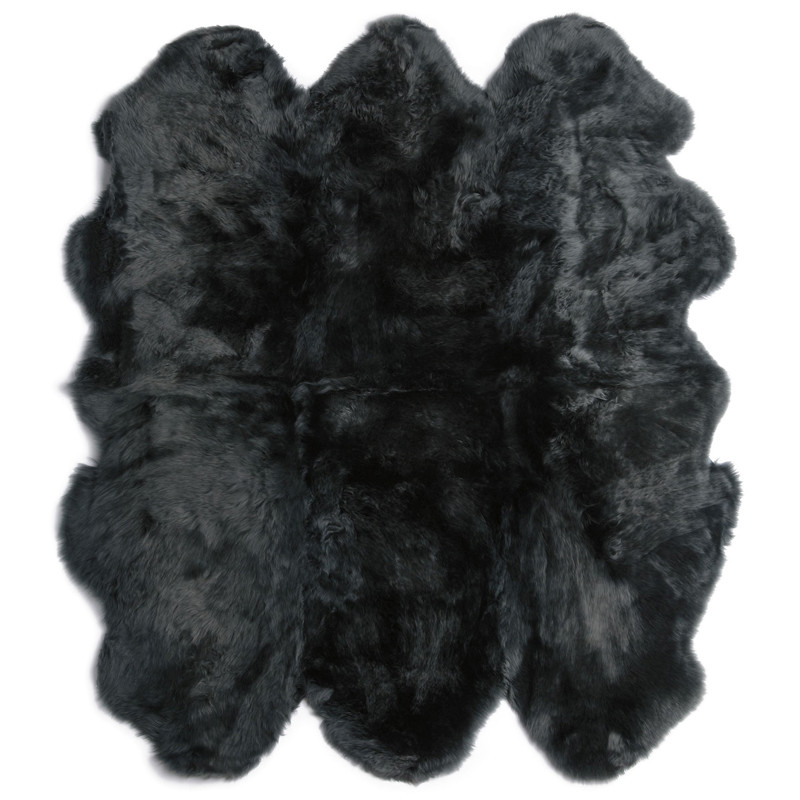 Veruca Modern Black Sheepskin 6 Pelt Fur Rug - 5'x6'