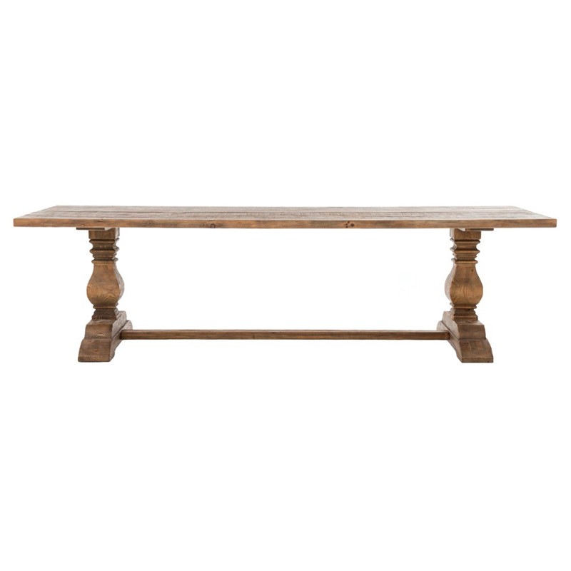 Arbois French Country Pine Wood Trestle Dining Table - 110"W