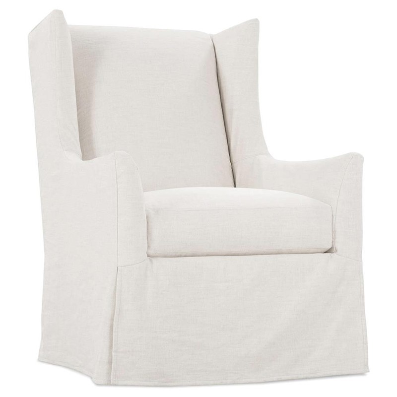 Heidi French White Performance Cushion Slipcovered Wingback Swivel Arm Chair