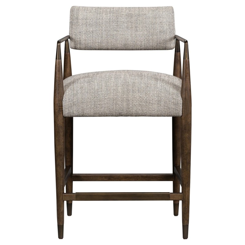 Wally Mid Century Modern Grey Performance Brown Wood Counter Stool