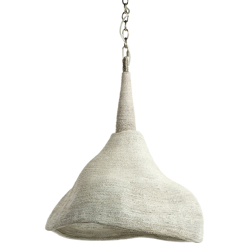Palecek Jaden Coastal Beach Whitewash Lampakanai Rope Wide Shaded Chandelier