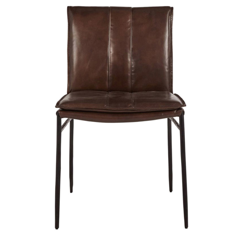 Marissa Industrial Brown Upholstered Leather Iron Frame Dining Chair - Set of 2 by Classic Home