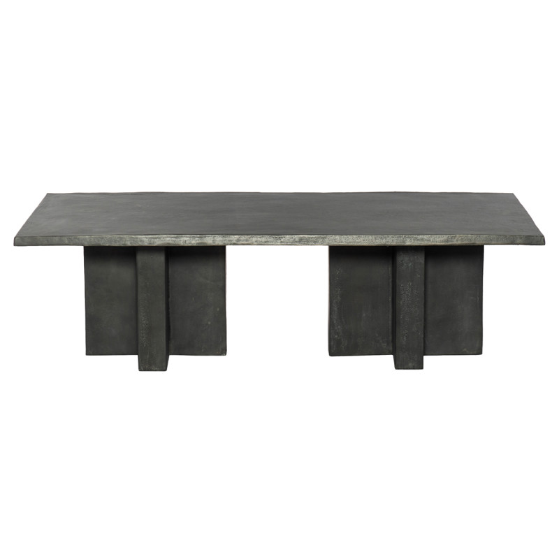 Hanne Mid Century Modern Grey Aluminum Rectangular Outdoor Coffee Table