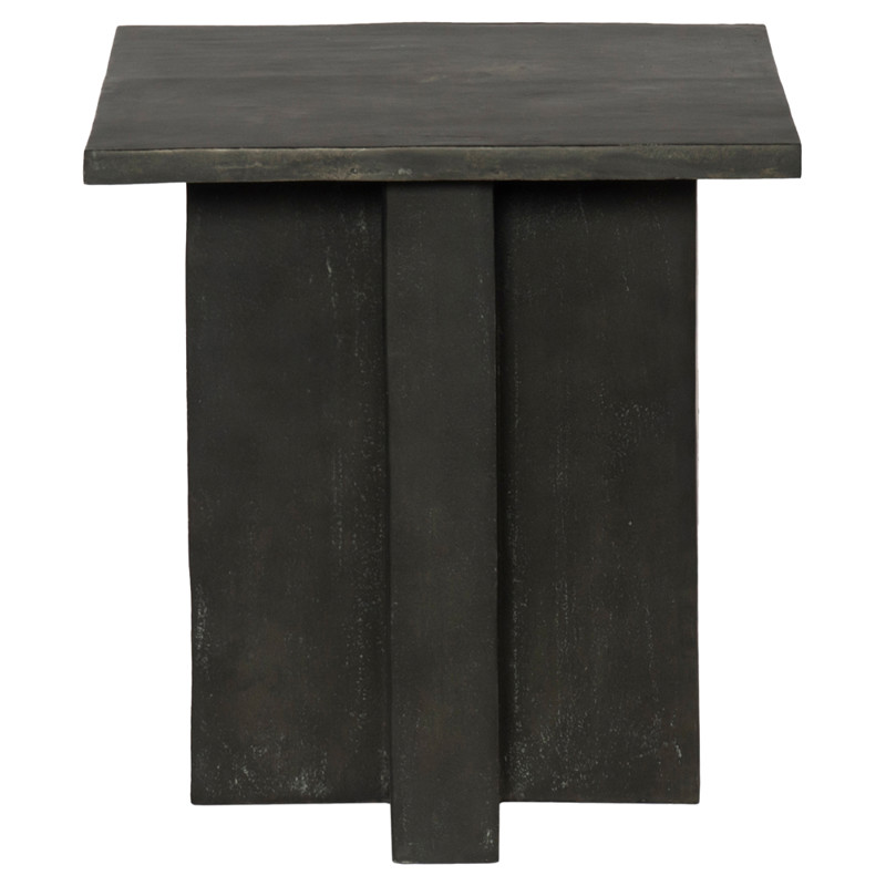 Hanne Mid Century Modern Grey Aluminum Square Outdoor Pedestal End Table