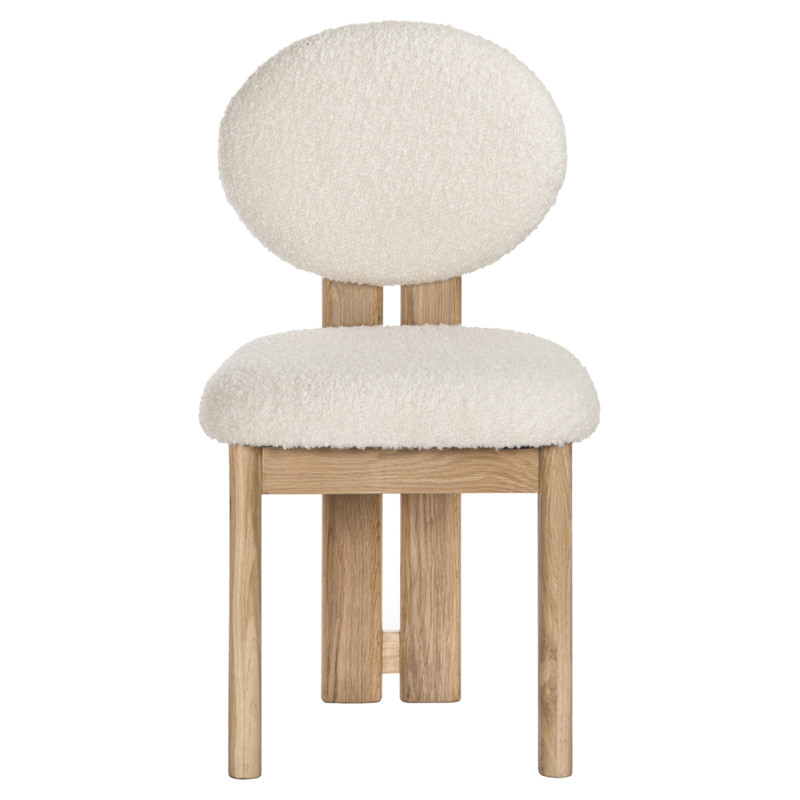 Cooper Modern Classic White Boucle Performance Oak Wood Dining Side Chair