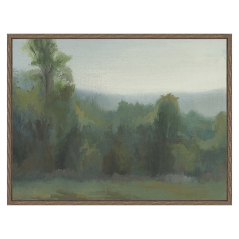 Arbres French Country Green Forest Landscape Brown Frame Painting II - 30x40