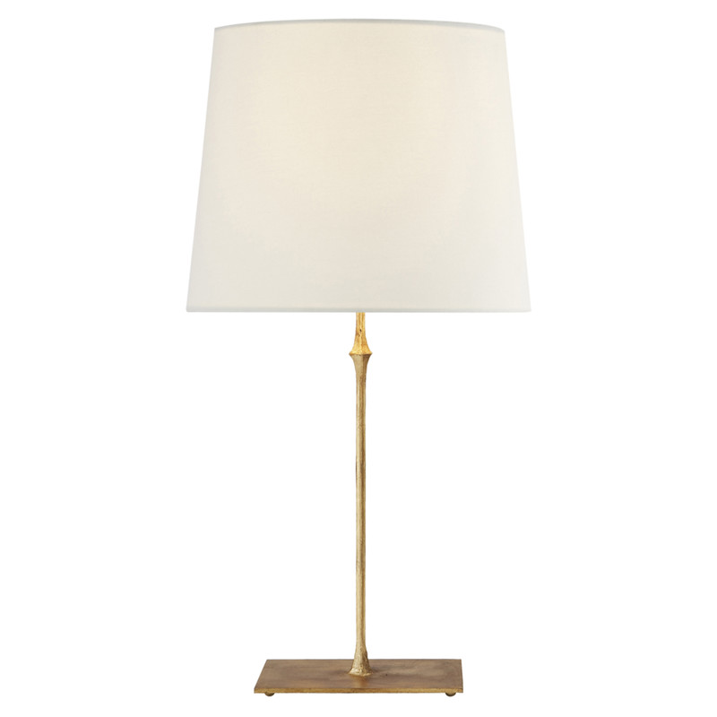 Visual Comfort Dauphine Modern Classic Gilded Iron White Linen Shade Table Lamp