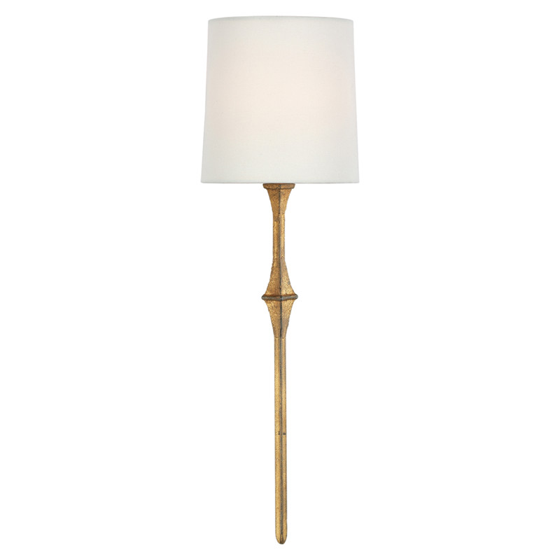 Visual Comfort Dauphine Modern Classic Gilded Iron White Linen Shade Sconce