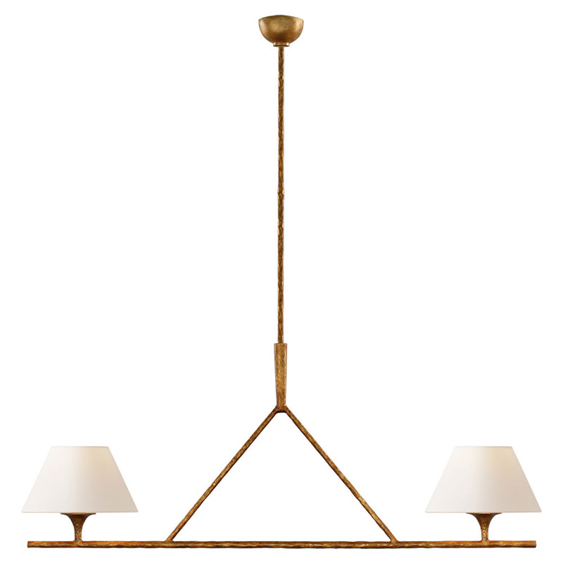 Visual Comfort Cesta Modern Classic Gilded Iron Linear Shaded Chandelier