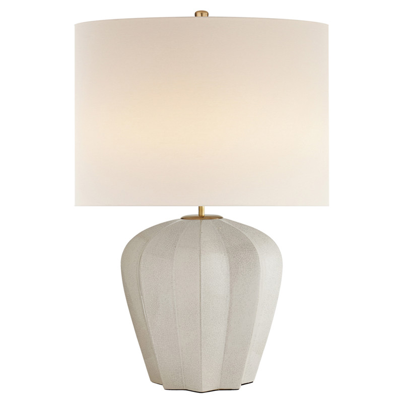 Visual Comfort Pierrepont Global Bazaar Bone Craquelure Ceramic Drum Table Lamp