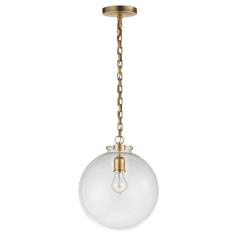 Visual Comfort Katie Modern Classic Antique Brass Metal Glass Globe Pendant