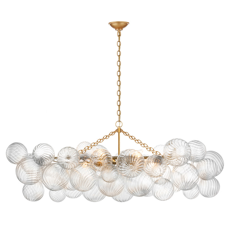 Visual Comfort Talia Gild Metal Swirled Glass Linear Chandelier
