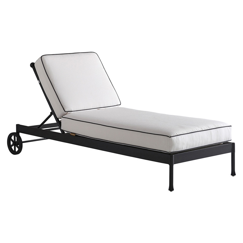 Pavlova French White Sunbrella Aluminum Outdoor Chaise Lounge