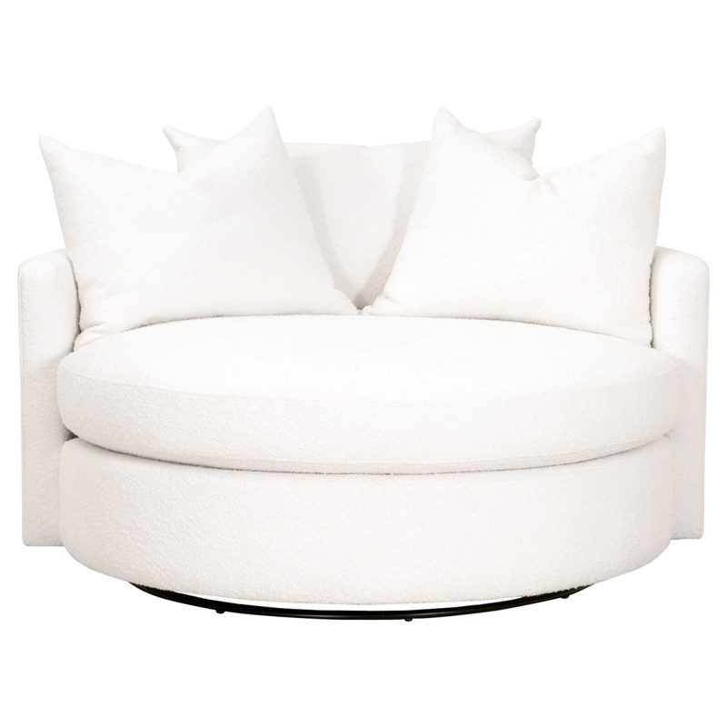Eniola Modern White Performance Boucle Swivel Chair and a Half - 57"