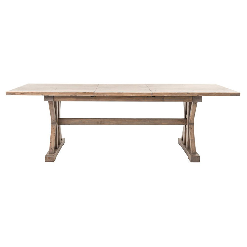 Lyle Lodge Natural Reclaimed Wood Trestle Extendable Dining Table - 72-96"W