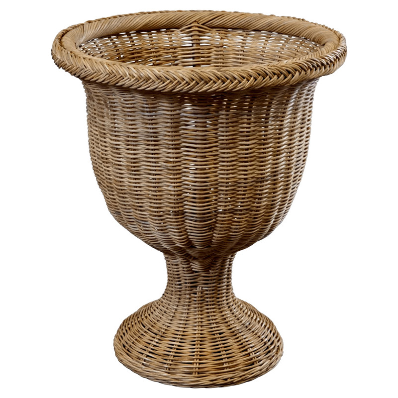 Cailee Coastal Beach Natural Handwoven Faux Rattan Urn Outdoor Planter