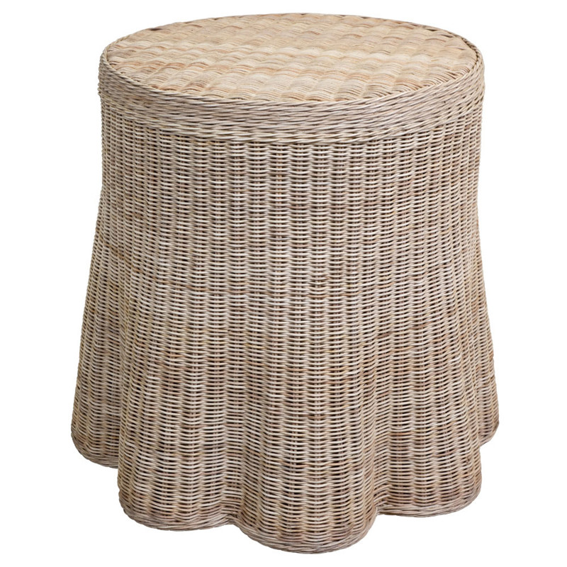 Terese Coastal Beach Natural Handwoven Rattan Round Side Table