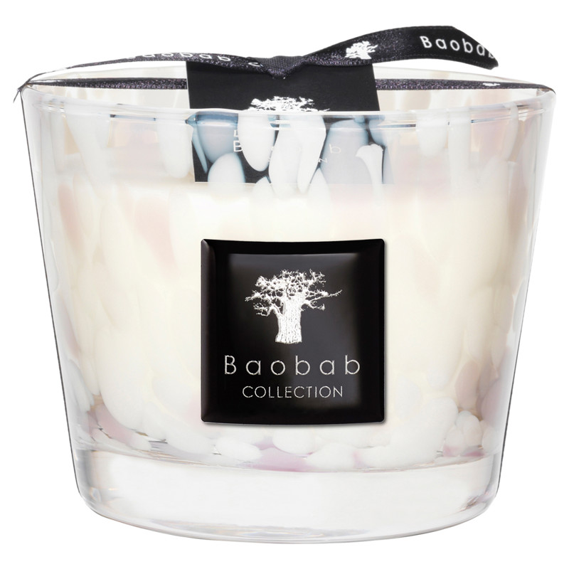 Baobab Collection White Pearls Modern Classic Glass Scented Candle - Small