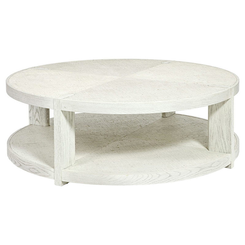 Palecek Astoria Modern Whitewash Raffia Top Wood Frame Round 2