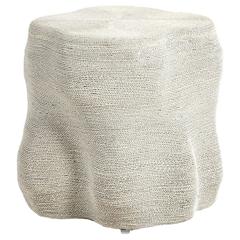 Palecek Jaden Coastal Beach Whitewash Woven Rope Wrapped Side Table