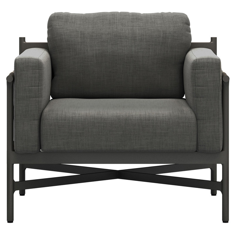 Heart Industrial Loft Dark Grey Cushion Bronze Aluminum Outdoor Lounge Arm Chair