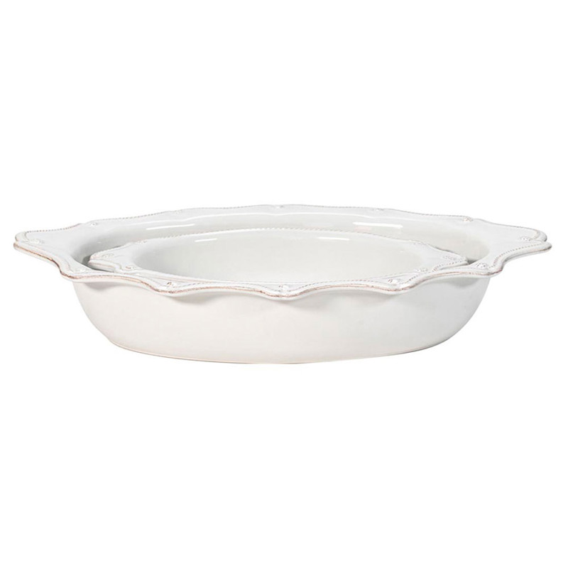 Juliska Berry & Thread French Country Whitewash Ceramic Oval Bakeware - Set of 2