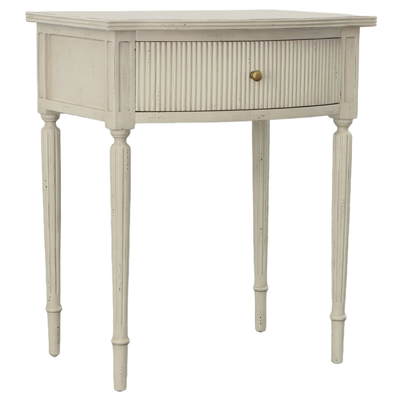 Tanya French Country Cream Mahogany Wood 1 Drawer Side Table