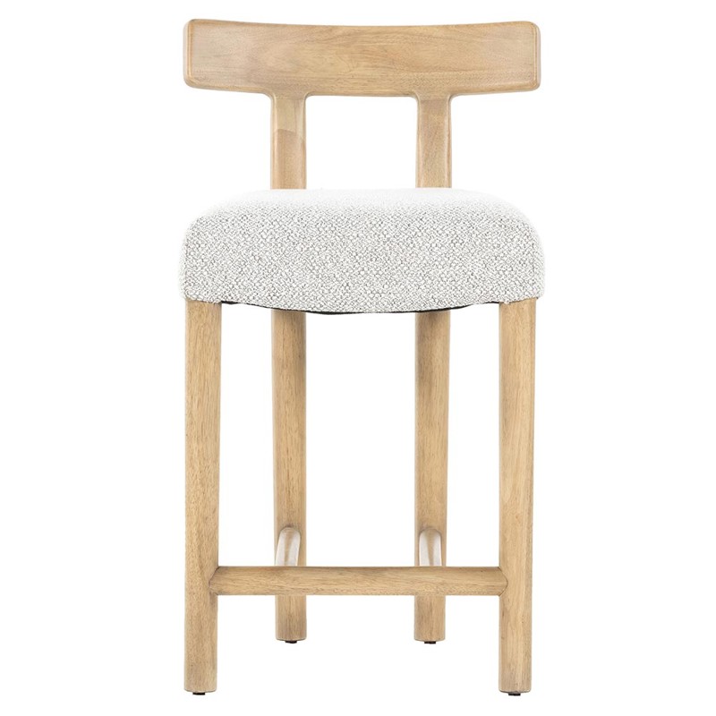 Bojana Rustic Lodge Off White Upholstered Performance Brown Wood Counter Stool