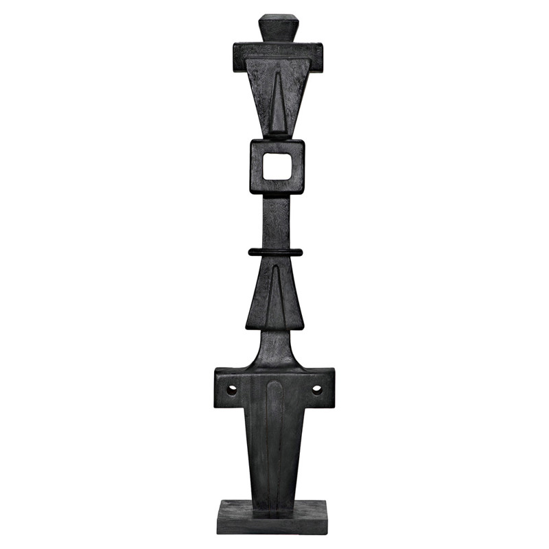 Brannor Modern Classic Burnt Black Wood Decorative Totem Statue