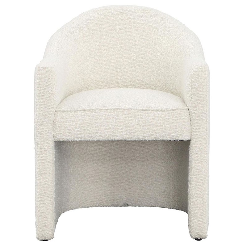 Thomas Modern Classic White Boucle Upholstered Dining Arm Chair