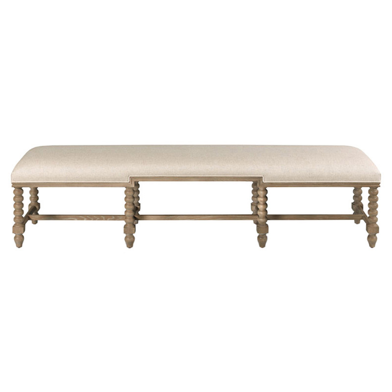 Nathaniel Updated Traditional Cream Performance Vintage Brown Oak Bench