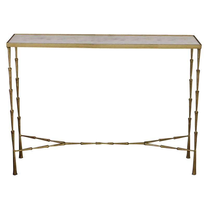 Malachi Hollywood Regency Brass Plated Iron Spike Marble Console