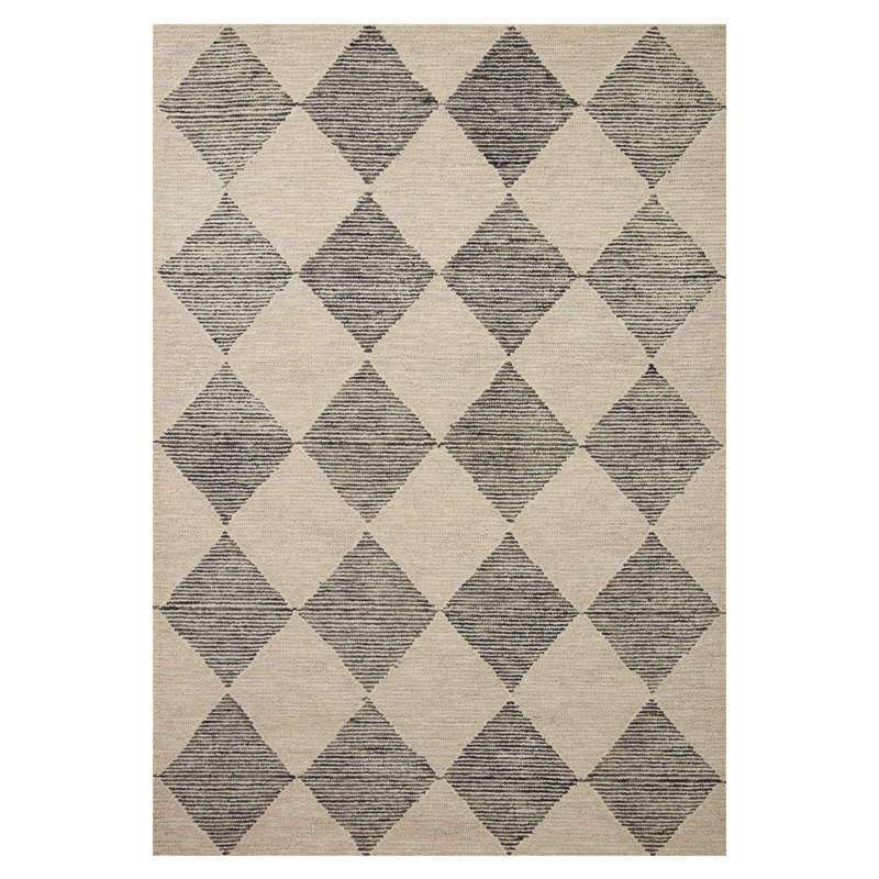 Chris Loves Julia x Loloi Francis Beige Wool Diamond Patterned Rug - 5'x7'6"