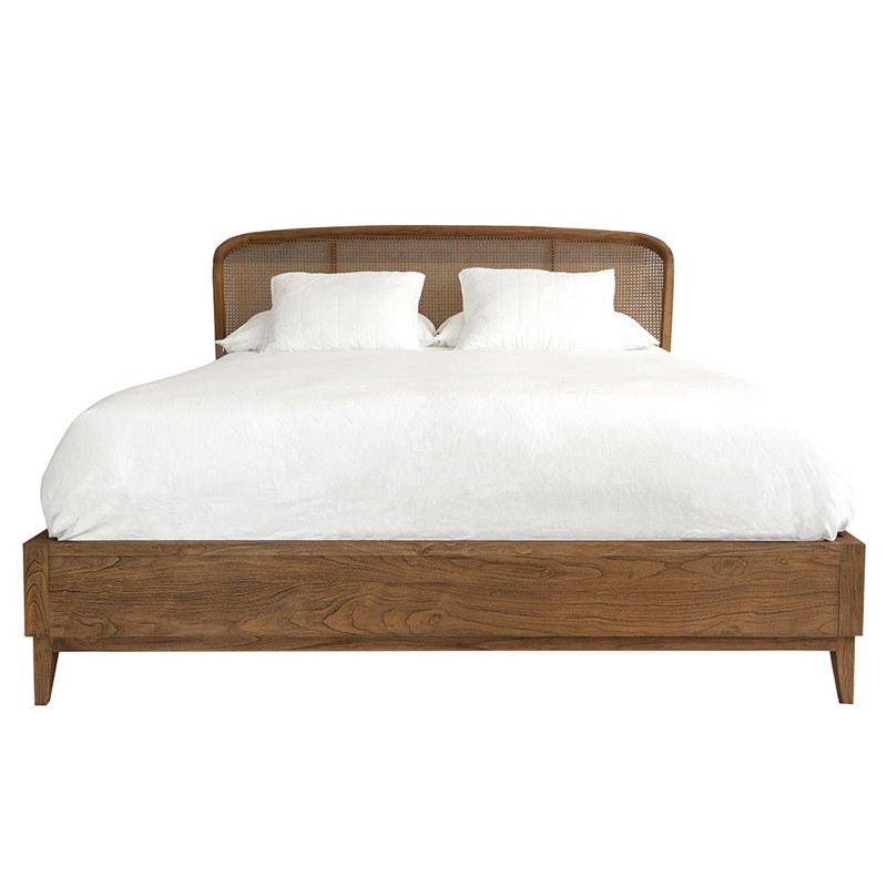 Fabian Coastal Beach Natural Teak Woven Cane Bed - Queen by Brownstone