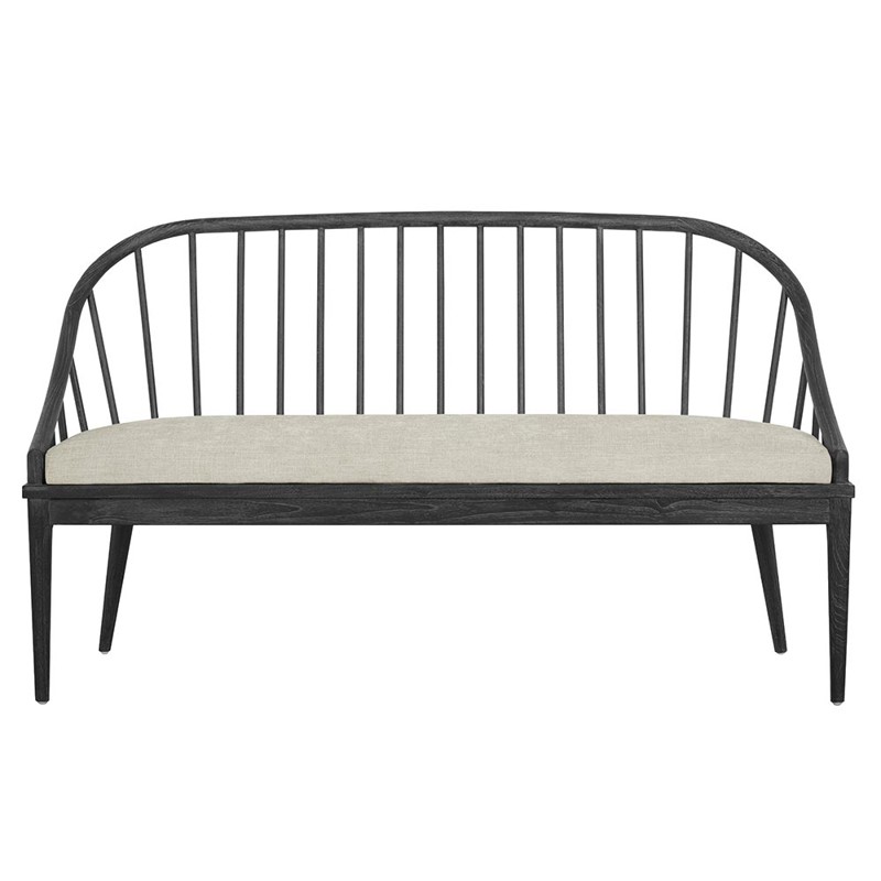 Walker Rustic Lodge Beige Performance Black Wood Windsor Dining Bench