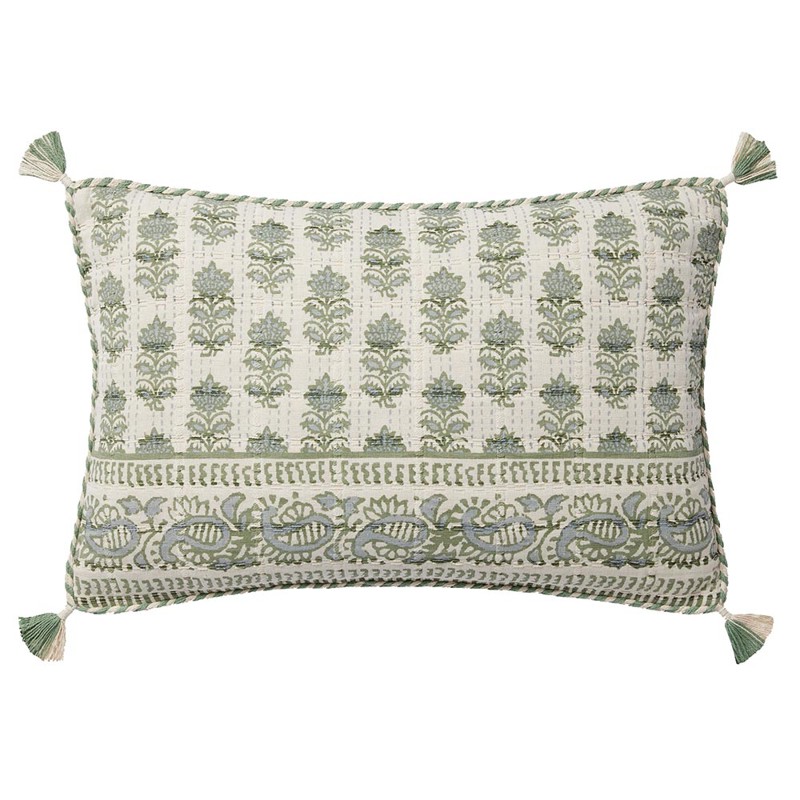 French Country Sage Cotton Down Fill Decorative Lumbar Pillow - 13x21