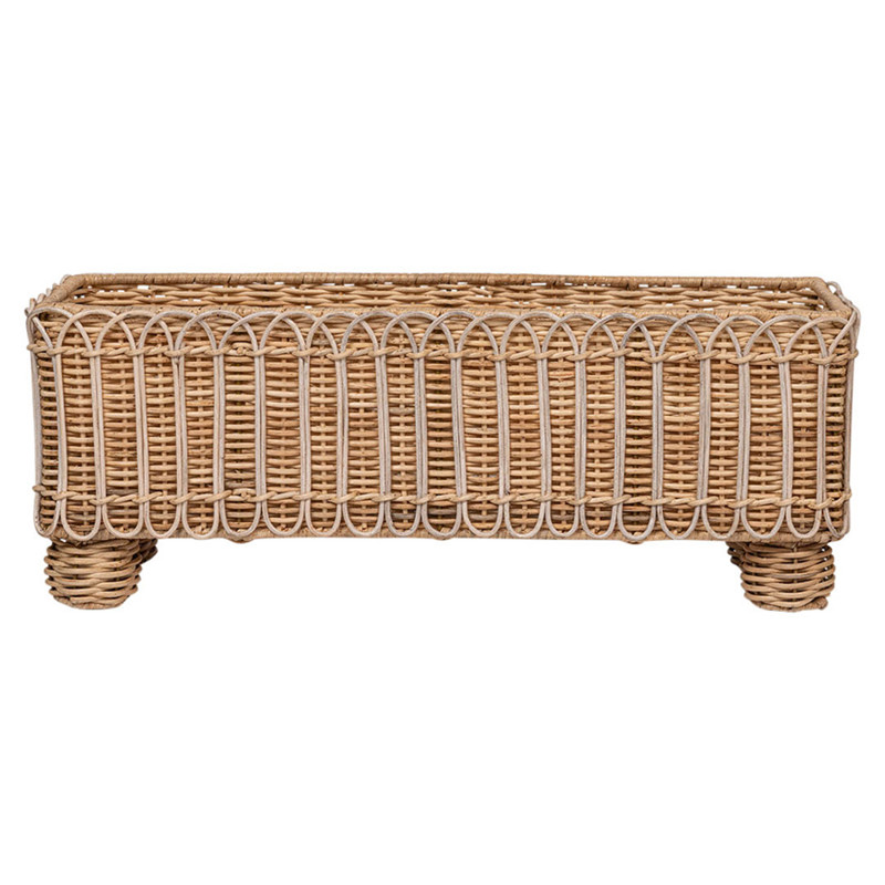 Juliska Provence Coastal Whitewash Woven Rattan Rectangular Planter