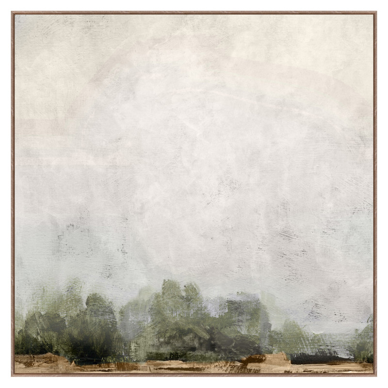Apo French Country Grey Forest Landscape Brown Frame Painting 1 - 49x49