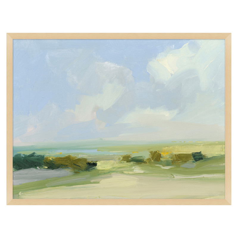 Devon French Country Blue Skies Landscape Natural Frame Painting - 36x47