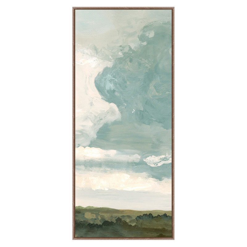 Kida French Country Blue Sky Landscape Brown Frame Painting 2 - 64x28