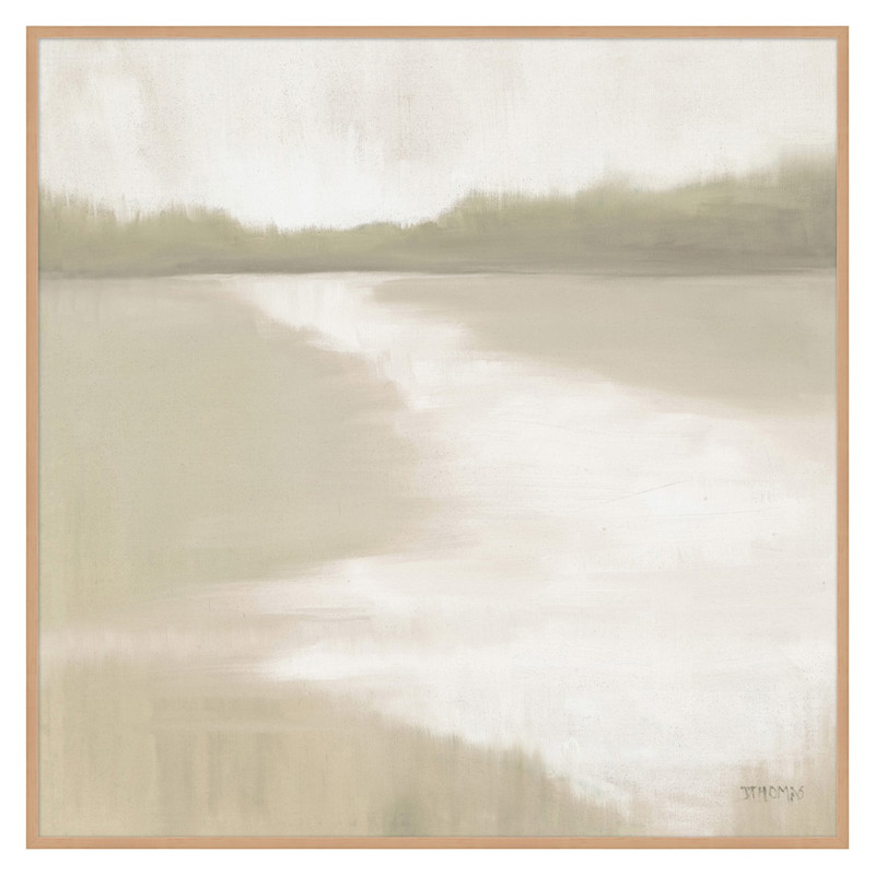 Bucana Coastal Beach Brown Estuary Seascape Natural Frame Painting - 51x51