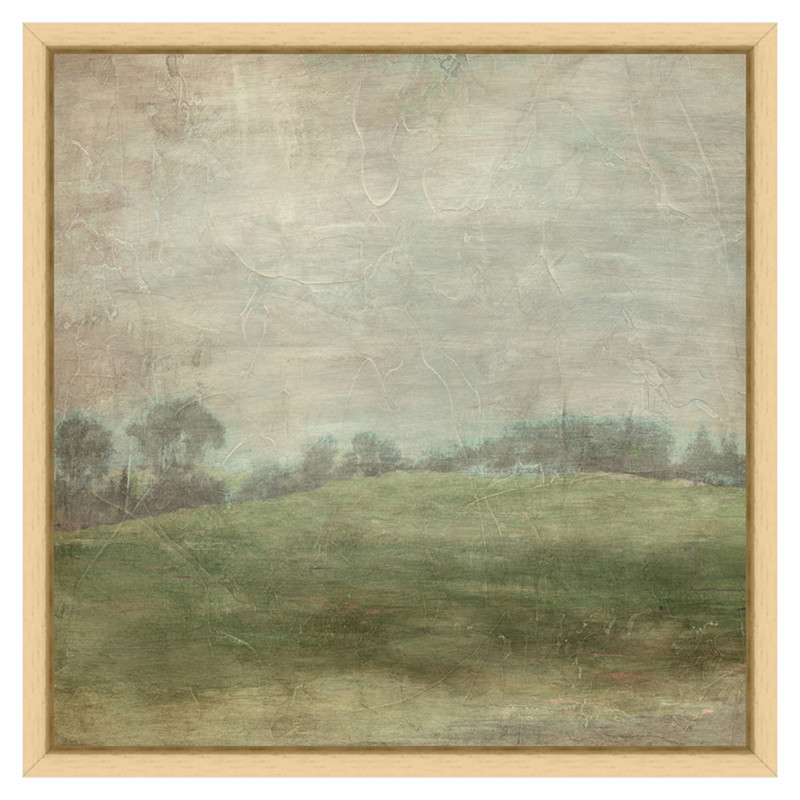 Haze French Country Green Hillside Landscape Natural Frame Painting 2 - 12x12