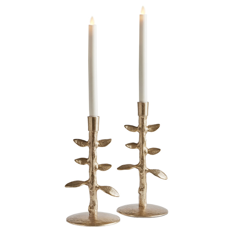 Miles French Country Gold Aluminum Candle Holder - Set of 2