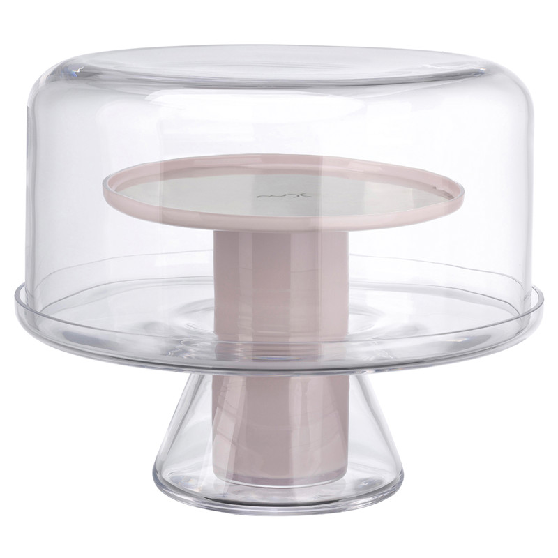 Bloom Modern Classic Pink Crystal Cake Plate With Dome